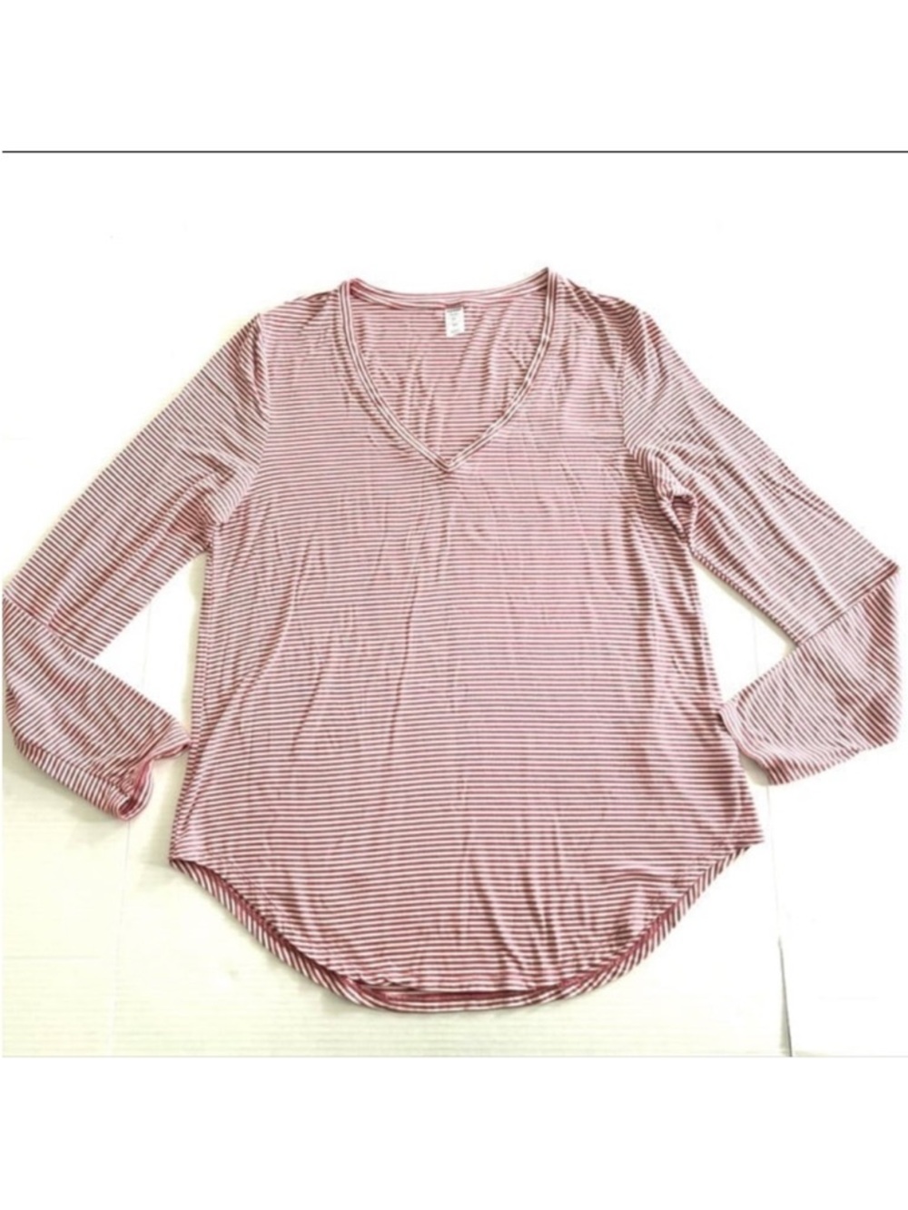 Old Navy Luxe Top Women’s XL Red White Striped Casual Long Sleeve Pullover Shirt